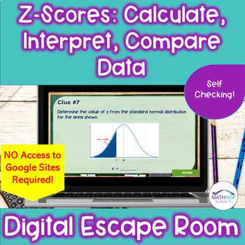 Preview of Z-Scores: Calculate, Interpret & Compare Data: Digital Escape Room