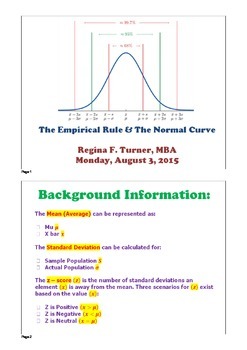 Preview of Z-Scores, Standard Deviation, Empirical Rule: PDF