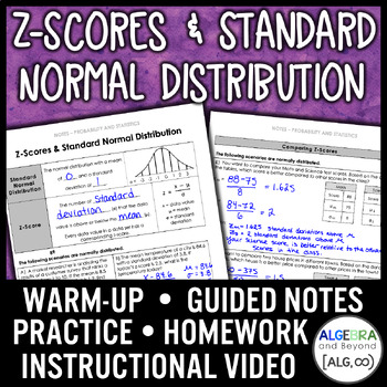 Preview of Z-Scores and Standard Normal Distribution Lesson | Video | Notes | Homework