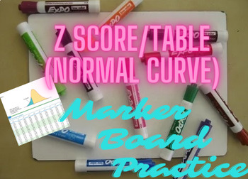 Preview of Z Table (Normal Curve) Marker Board Practice  (Statistics/AP Stats)