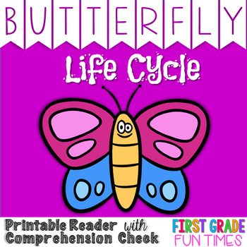 Preview of Butterfly Life Cycle Printable Reader with Comprehension