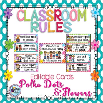 Preview of Classroom Decor Classroom Rules Polka Dot Classroom Theme