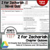 Z for Zachariah Chapter Quizzes Digital and Print 
