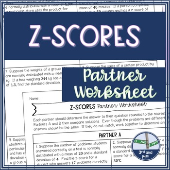 Preview of Z-score Partner Problems Activity