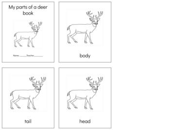 Preview of Z075: REINDEER (parts of) (3 part cards & book making set) (hand colored RED) 