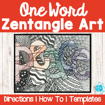 Preview of ZENTANGLE ACTIVITY One Word Name Doodle Line Art Social Emotional Learning SEL