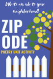 ZIP ODE - a fun activity for ANY Poetry Unit! [DISTANCE LE