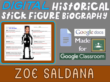 Preview of ZOE SALDANA Digital Historical Stick Figure Biographies  (MINI BIO)