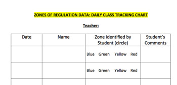 Preview of ZONES OF REGULATION DATA: DAILY CLASS TRACKING CHART