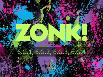 Preview of ZONK! 6th Grade Math Review Game - Area & Volume CCSS 6.G.1, 6.G.2, 6.G.3, 6.G.4