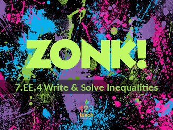 Preview of ZONK! 7.EE.4 Equations and Inequalities Review Game