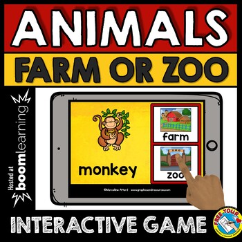 ZOO AND FARM ANIMALS ACTIVITY SORTING GAME BOOM CARDS DISTANCE LEARNING  SCIENCE