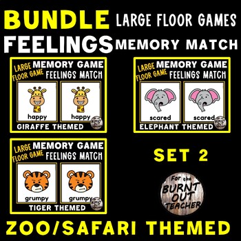 Preview of ZOO ANIMAL BUNDLE LARGE FLOOR MATCH GAME FEELINGS EMOTIONS SEL SOCIAL EMOTIONAL