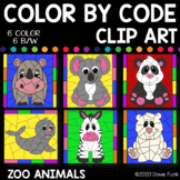 ZOO ANIMALS Color by Number or Code Clip Art Set 2