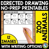 ZOO ANIMALS DIRECTED DRAWING STEP BY STEP WORKSHEET WRITIN