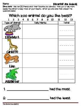 zoo animals math graphing unit center activities set by the kinder zone