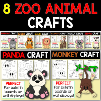 ZOO ANIMALS Printable Craft Projects BUNDLE Set 1 by Dovie Funk | TPT