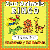 ZOO / WILD ANIMALS THEMED BINGO & Memory Matching Card Gam