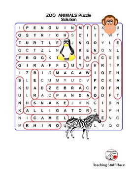 ZOO ANIMALS Word Search & Coloring– Grades 1-2 Vocabulary | TPT
