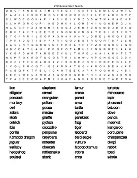 Jumbled ZOO Animals Crossword puzzle and Word Search by Lonnie Jones Taylor