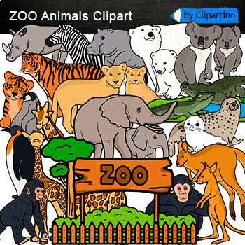 Preview of ZOO Animals clip art commercial use/ Animal Moms and Babies Clip Art