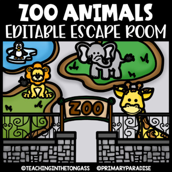 Preview of Zoo Escape Room Math & ELA Printable Activities