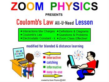 Preview of ZOOM PHYSICS: ELECTROSTATICS: COULOMB’S LAW All-U-Need Lessons Q&A Test Prep!