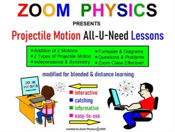Preview of ZOOM PHYSICS: PROJECTILE MOTION All-U-Need Lessons Q&A Problems Solved Test Prep