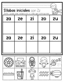 Za Ze Zi Zo Zu Actividad de clasificación by La Maestra Pati Bilingue