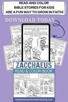 Zacchaeus Bible Story Coloring Book by Learning Creatively | TpT