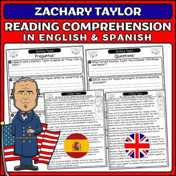 Preview of Zachary Taylor: Presidents' Day Nonfiction Passage & Questions English & Spanish