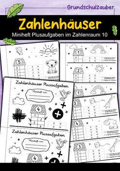 Preview of Zahlenhäuser Miniheft Plusaufgaben im Zahlenraum 10 (German)