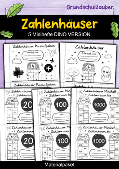 Preview of Zahlenhäuser Minihefte ZR 10-1000 Materialpaket Dino Version (German)