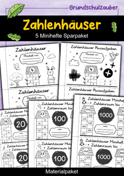 Preview of Zahlenhäuser Minihefte ZR 10-1000 Plusaufgaben Materialpaket (German)