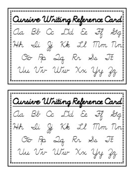 Preview of Zaner Bloser Cursive Writing Reference Card