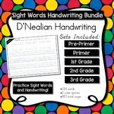 Zaner Bloser Handwriting Sight Word Worksheets Pre-Primer 