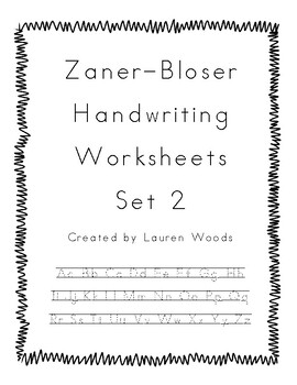 Zaner Bloser Handwriting Worksheets Set 2 by Lauren Woods TPT