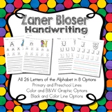 Zaner Bloser Handwriting Worksheets Wide and Standard Lines