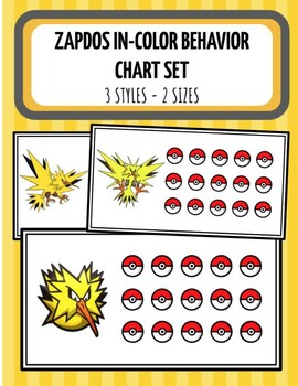 Preview of Zapdos IN-COLOR Pokemon Behavior Reward Incentive Chart - 3 Styles, 2 Sizes