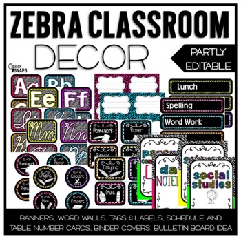 Preview of Zebra Classroom Decor Set
