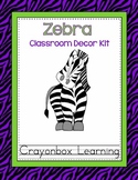 Zebra Classroom Decor kit - Lime and Purple - Editable Files