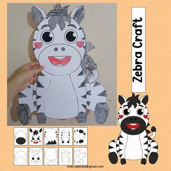 Preview of Zebra Craft Safari Animals Zoo Activities Bulletin Board Jungle Theme Coloring