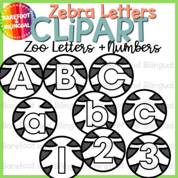Preview of Zebra Letters and Numbers Clip Art - Zoo Letters Clipart - Zoo Clipart