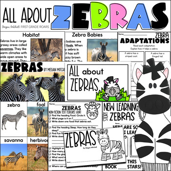 Preview of Zebras Nonfiction Informational Text Reading Comprehension & Report