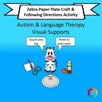 Preview of Zebra Paper Plate Craft and Speech Therapy Lesson Plans with Visual Support