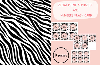 Preview of Zebra Print Alphabet and Numbers 1- 20 Flashcards