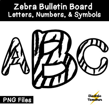 Preview of Bulletin Board Letters: Zebra Print, Numbers & Symbols- Be Bubbly Font Style