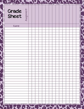 Preview of Zebra Print Grade Sheet Series