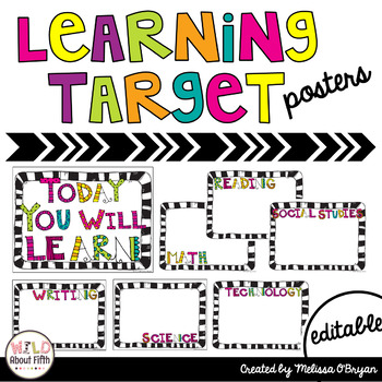Preview of Learning Target Signs - Editable