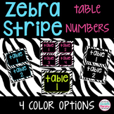 Zebra Print Decor Table Number Labels in 4 colors and 3 sizes